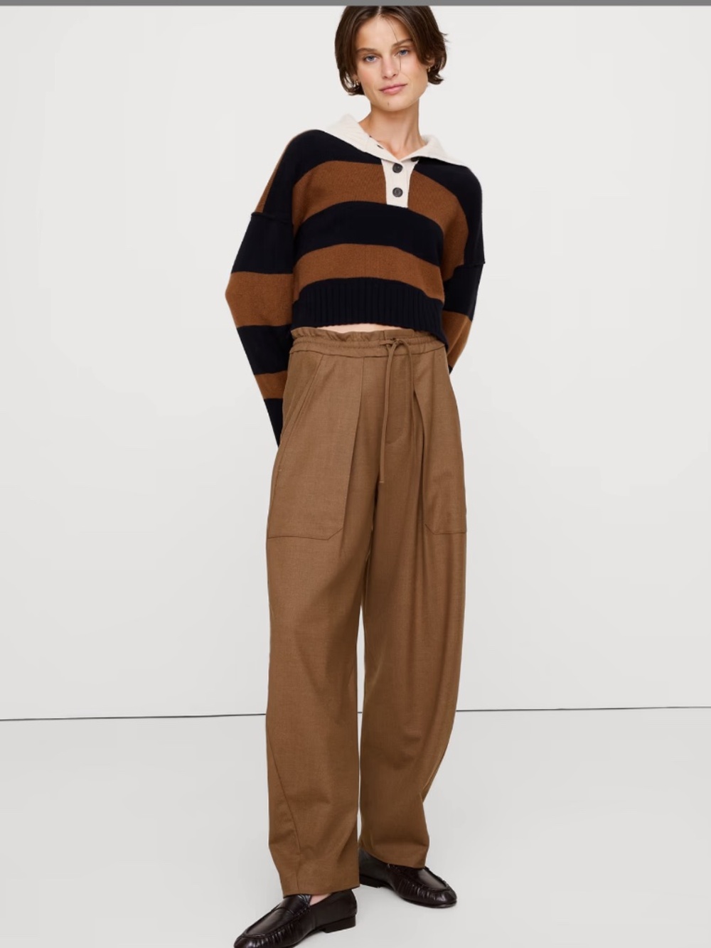 Banana Republic HIGH-RISE PLEATED BARREL FLANNEL PULL-ON PANT - Like New